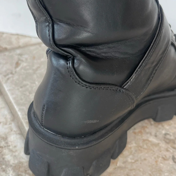 Forever 21 Buckle Chunky Platform Faux Leather lace up Booties size 6.5 - Picture 5 of 16